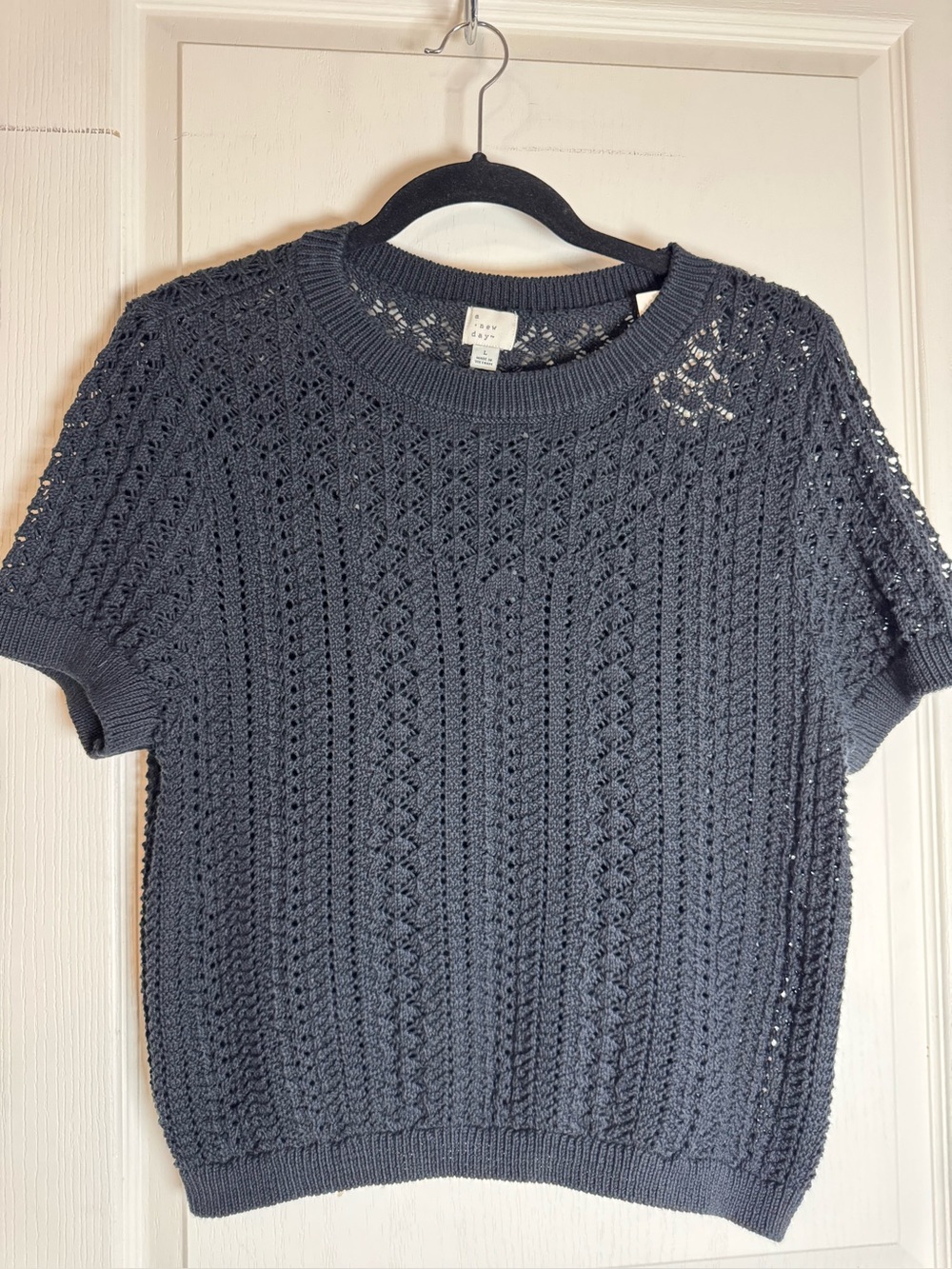 A New Day Open-Knit Short Sleeve Sweater Size large NWT